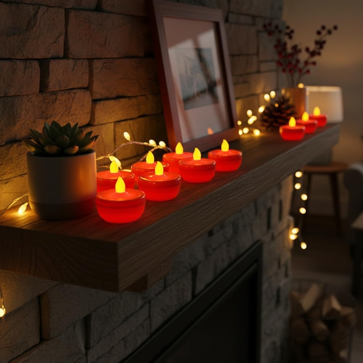 EYUVAA LED Tealight Candles, Battery Operated Flameless Tea Lights, Warm White Decorative LED Candles for Diwali Decoration, Wedding Centerpiece, Pooja Room, Party & Home Décor Lighting
