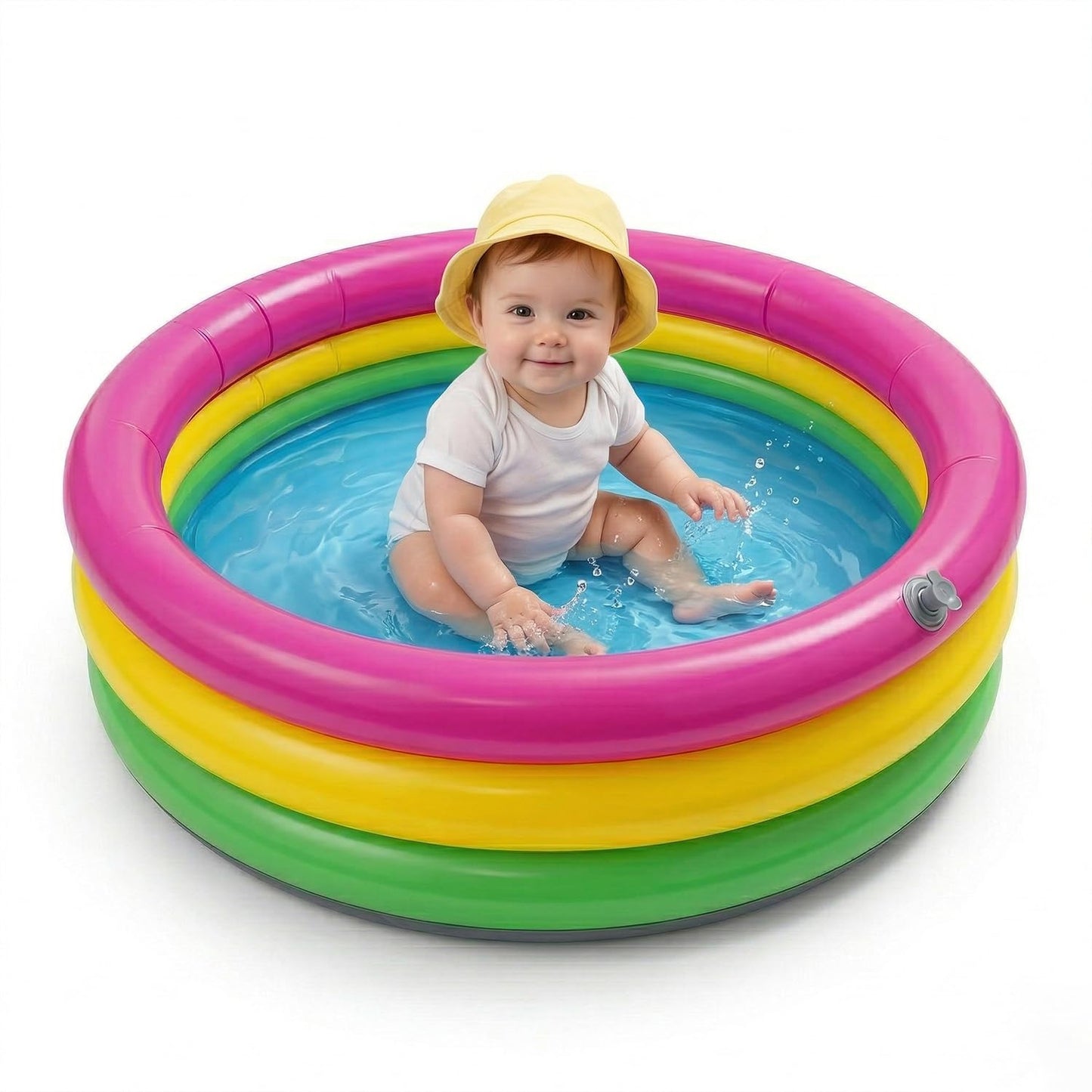 EYUVAA Kids Swimming Pool Inflatable Baby Pool for 0-3 Years 2 Feet 3-Ring Round Pool with Soft Inflatable Bottom Baby Bath Tub for Indoor, Balcony & Garden Play