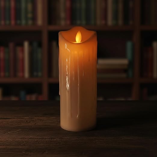 DECOVAA Dripping LED Pillar Candles| Smokeless Battery Operated Flickering Candle Lights| Flameless Tea Light, Decorative Candles for Home Decor, Diwali, Christmas & Festive Décor