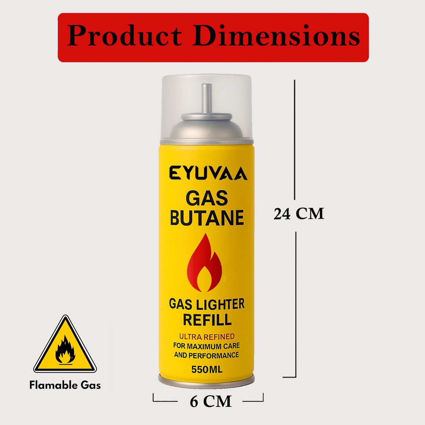 EYUVAA Aluminium Gas Lighter Refill Can| Long Nozzle Butane Fuel for Lighters, Torches, Outdoor, Candle & Other Gas Lighters Equipment