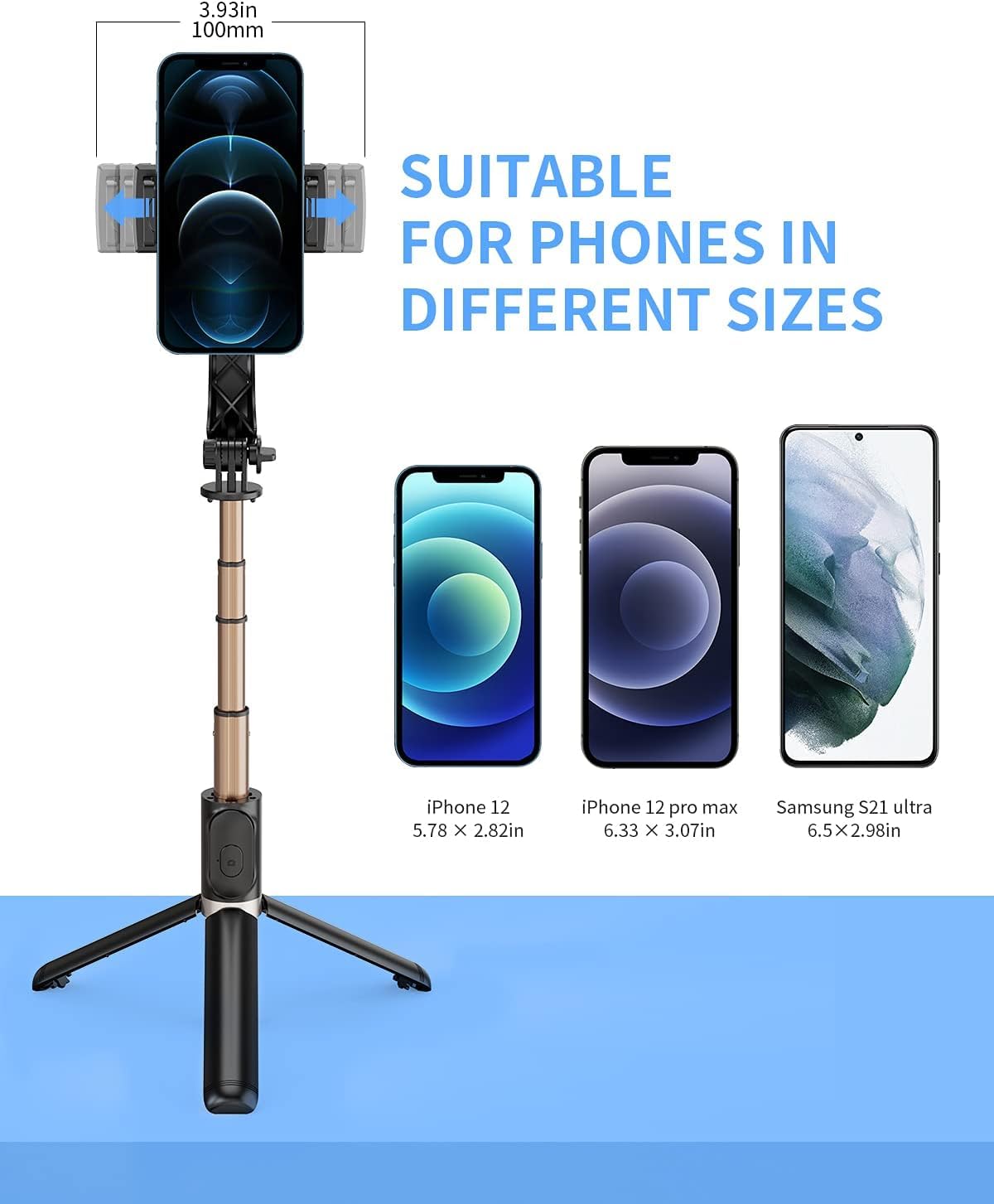 EYUVAA Gimbal Stabilizer with Selfie Stick for All Smartphones | Portable Handheld Gimble with Tripod & Remote for Cell Phone Camera, Smartphone Recording Video & Vlogging