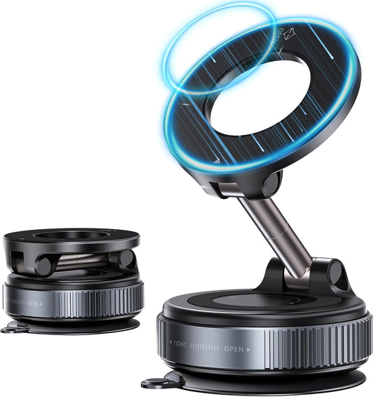 EYUVAA Vacuum Ultra Suction Magnetic Phone Holder for Car, Foldable Mobile Holder with Easy Secure Grip Compatible with Mag Saf Car Mount, Windshield, Dashboard, Mirror