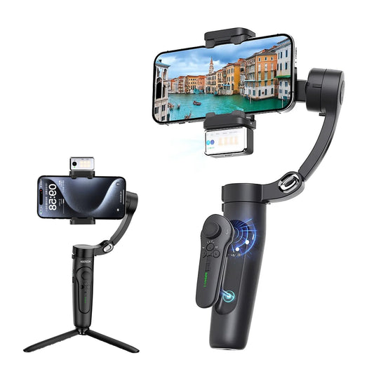 EYUVAA 360° Smart Shooting Gimbal with Face & Object Tracking,Auto-Rotation Tripod Stand, Rechargeable Battery & Glowing Lights, Ideal for Vlogging, Live Streaming & Video Calls