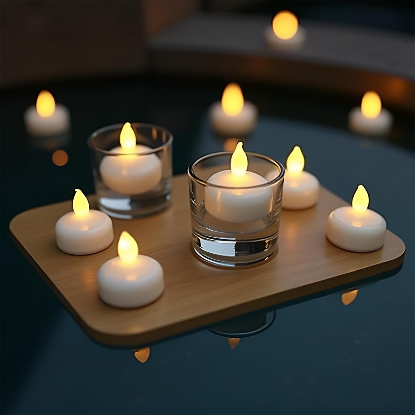 EYUVAA Floating LED Tealight Candles, Battery Operated, Water-Activated, Flameless & Smokeless, Romantic Home Décor, Diwali, Wedding, Party, Festival, Indoor & Outdoor Use