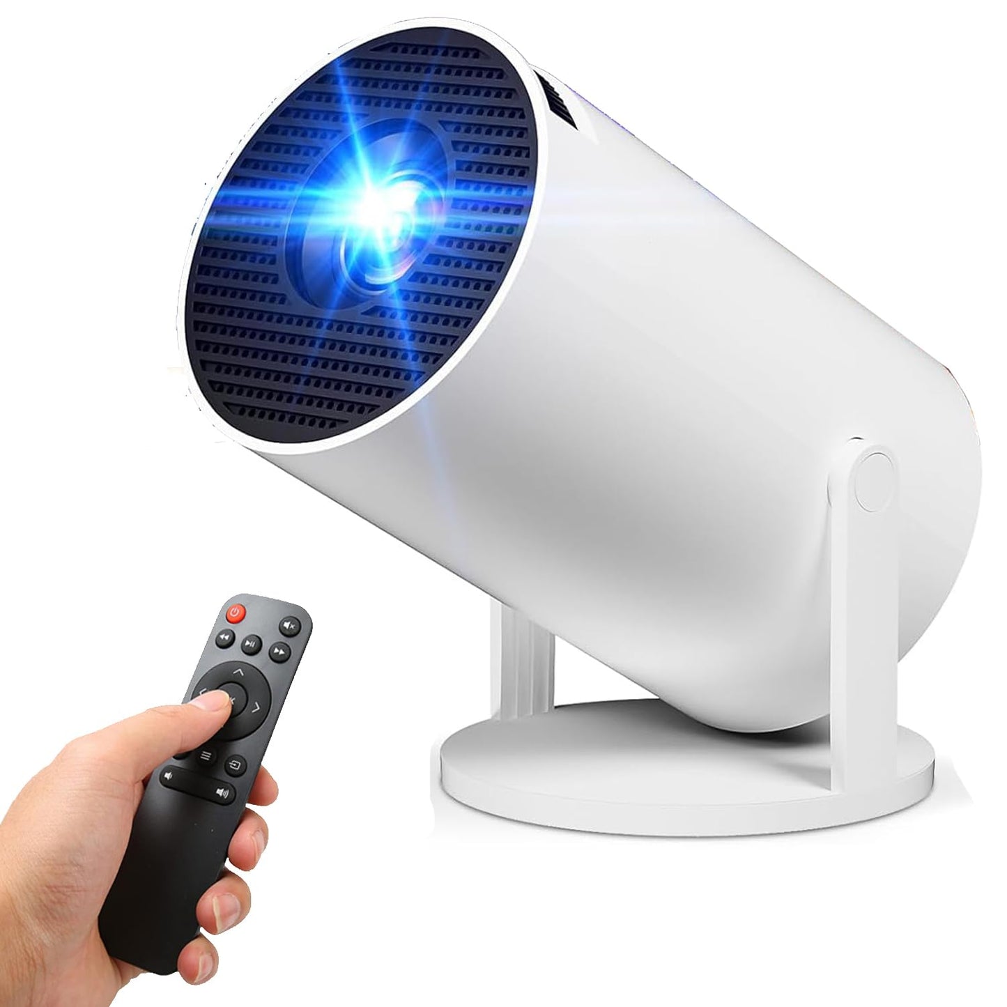 EYUVAA Lightbeam Smart Projector for Home Office with WiFi & Bluetooth, Support 1080P Resolution 3000 Lumen, Rotabable Design and Android 11 with Built-in Apps, 100 inches Max Display