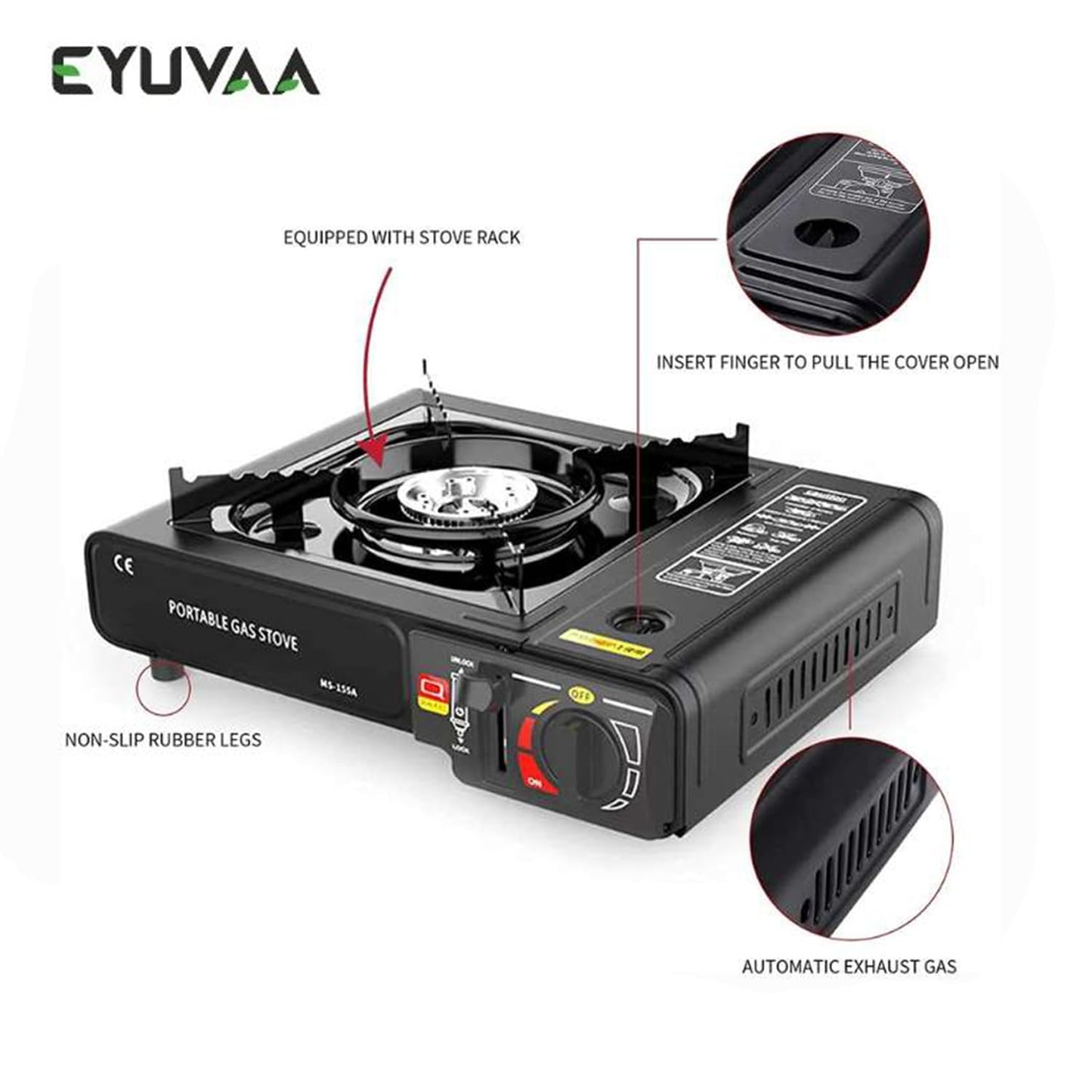 EYUVAA Portable Gas Stove for Travel with Carrying Case| Dual Fuel Camping Stove for LPG & Butane Cylinder| Compact Cooking Stove for Indoor, Outdoor Camping, Hiking & Emergency Use