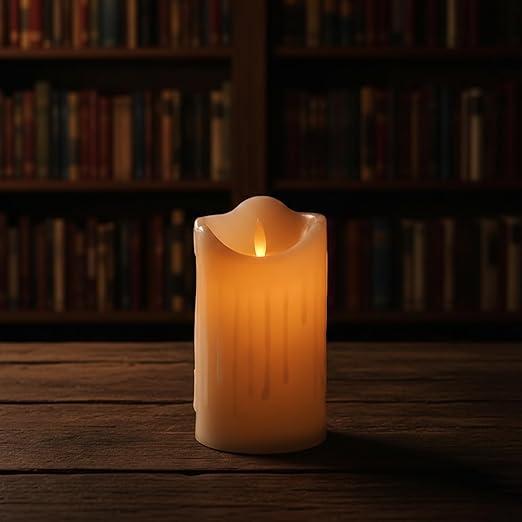 DECOVAA Dripping LED Pillar Candles| Smokeless Battery Operated Flickering Candle Lights| Flameless Tea Light, Decorative Candles for Home Decor, Diwali, Christmas & Festive Décor