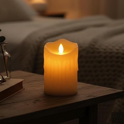 DECOVAA Dripping LED Pillar Candles| Smokeless Battery Operated Flickering Candle Lights| Flameless Tea Light, Decorative Candles for Home Decor, Diwali, Christmas & Festive Décor