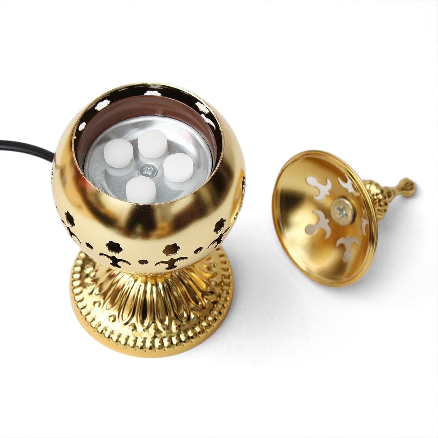 EYUVAA Brass Electrical Camphor Burner| Incense Burner| Kapoor Dani| Aroma Diffuser and Kapoor Burner with Night Lamp for Home, Office, Yoga, Meditation, Aromatherapy Décor