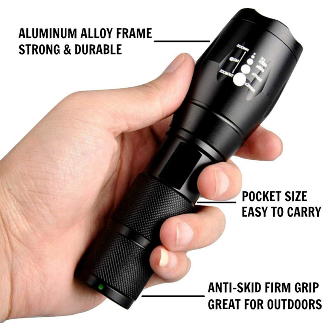 EYUVAA Rechargeable Emergency Torch Light with Universal Battery Charger | Waterproof, Compact, Zoomable Tactical Rechargeable Light for Home, Camping, Hiking, Outdoor & Emergency Use