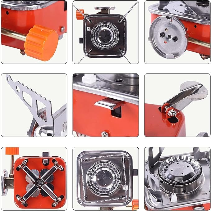 EYUVAA Alloy Steel Portable Camping Stove for Travel Lightweight Backpack Butane Gas Burner,Compact Cooking Stove,Small Foldable Gas Stove for Hiking,Outdoor Cooking,and Camping