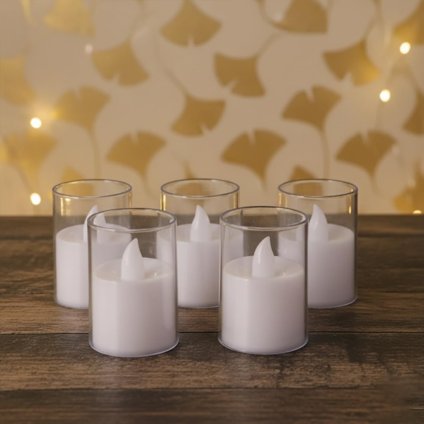 EYUVAA Smokeless LED Tealight Candles with Transparent Glass Holder, Battery Operated Pillar Candle Decorative Lights for Home Décor, Festivals, Diwali and Gifting (Warm White)