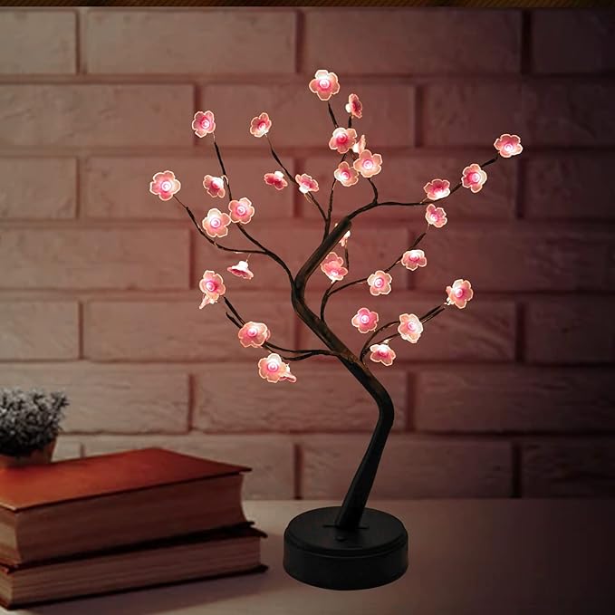 36 Pink Rose Lights Tree Lamp, USB Battery Powered Flower Lamp Touch Switch Decoration (Pink)