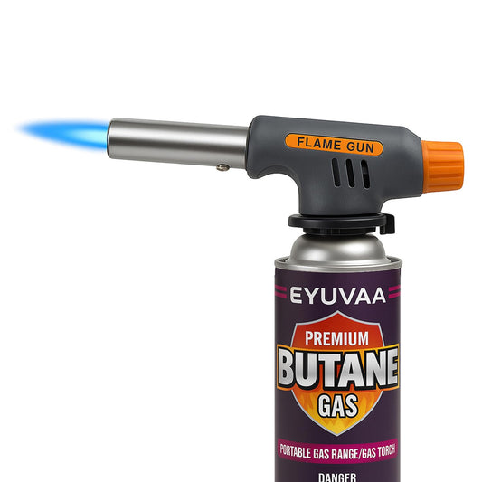 EYUVAA Auto Blow Torch with Butane Gas Canister| Adjustable High Flame, Windproof Auto Ignition Culinary Torch for Cooking, BBQ, Camping & Outdoor Use