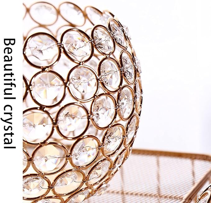 EYUVAA Luxurious Crystal Tea Light Candle Holder, Elegant Gold Accents, Diamond Candle Holders for Home Décor, Weddings, Diwali, Special Occasions and Enchanting Candlelight Displays
