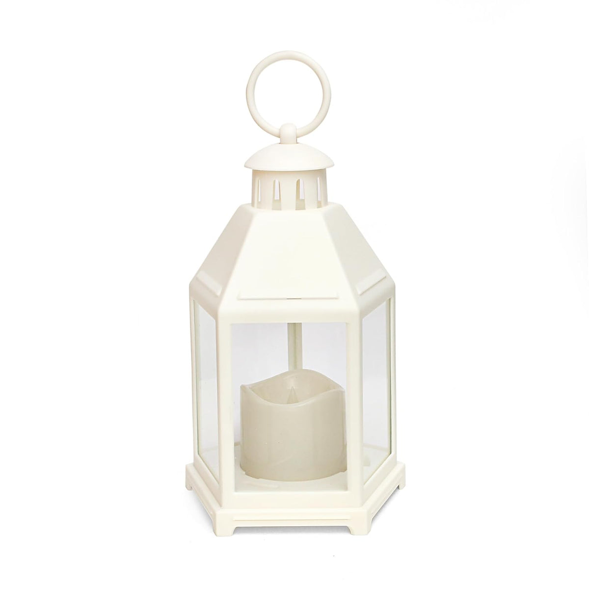 DECOVAA Vintage Lantern with Flickering Effect LED Pillar Candle Battery Operated Wall Hanging Lamp Decorative Lantern, Flameless Antique Glass Candle Holder for Home Decor, Diwali