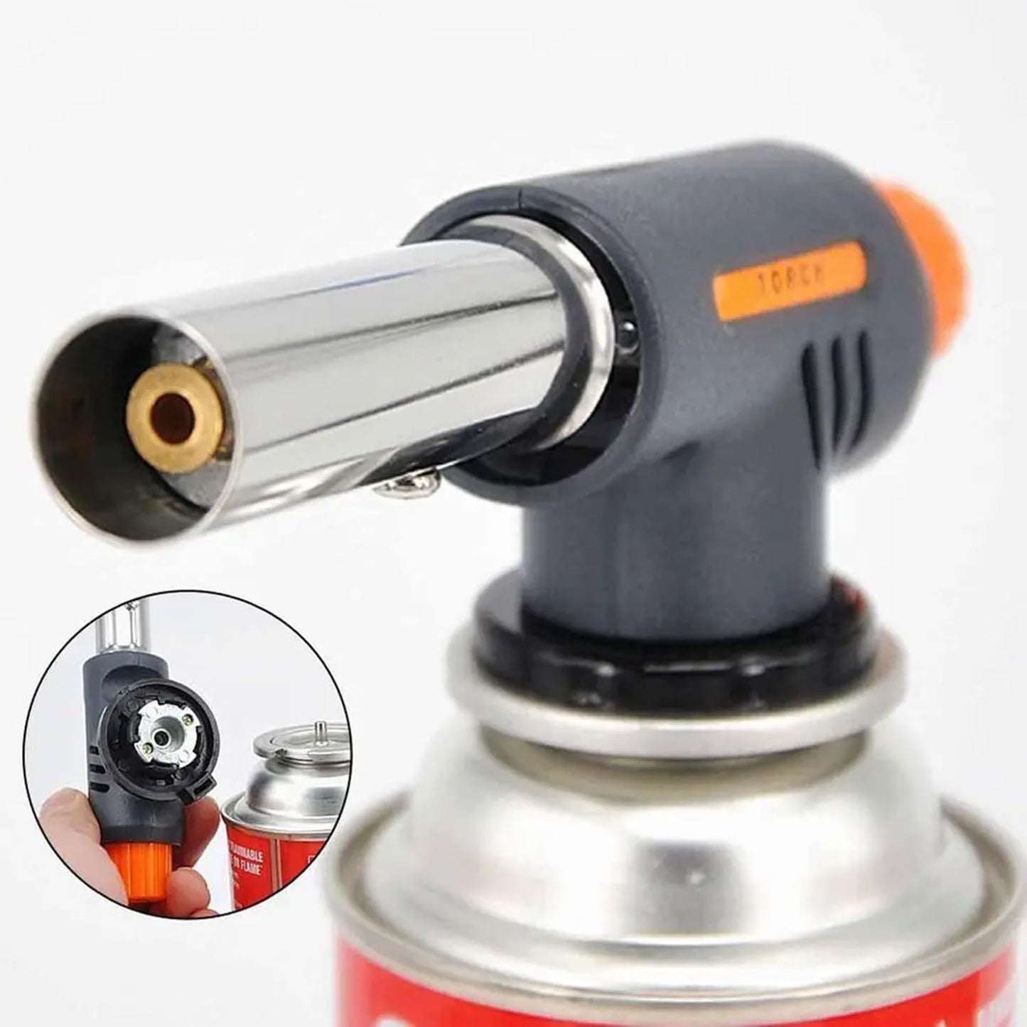 EYUVAA Auto Blow Torch with Butane Gas Canister| Adjustable High Flame, Windproof Auto Ignition Culinary Torch for Cooking, BBQ, Camping & Outdoor Use