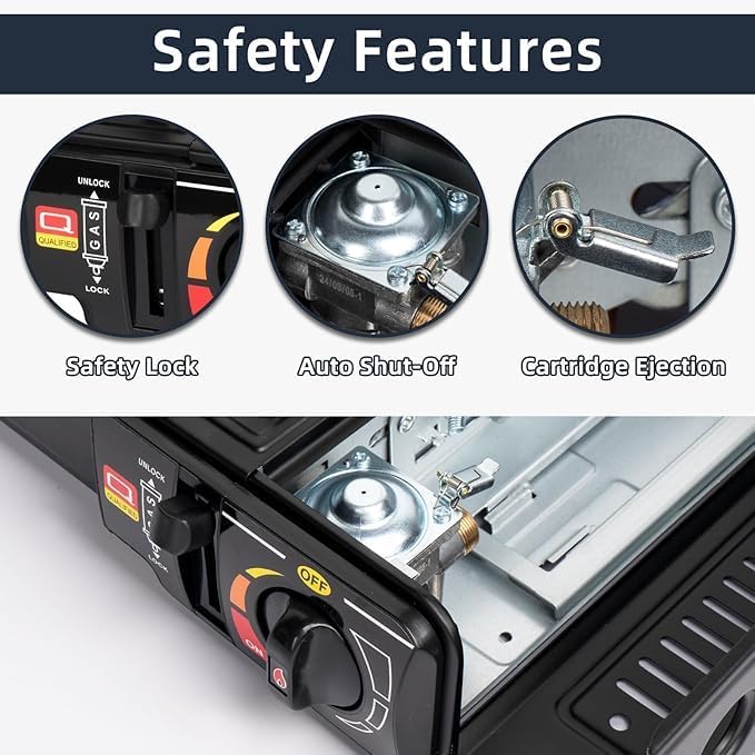 EYUVAA Portable Gas Stove for Travel with Carrying Case| Dual Fuel Camping Stove for LPG & Butane Cylinder| Compact Cooking Stove for Indoor, Outdoor Camping, Hiking & Emergency Use