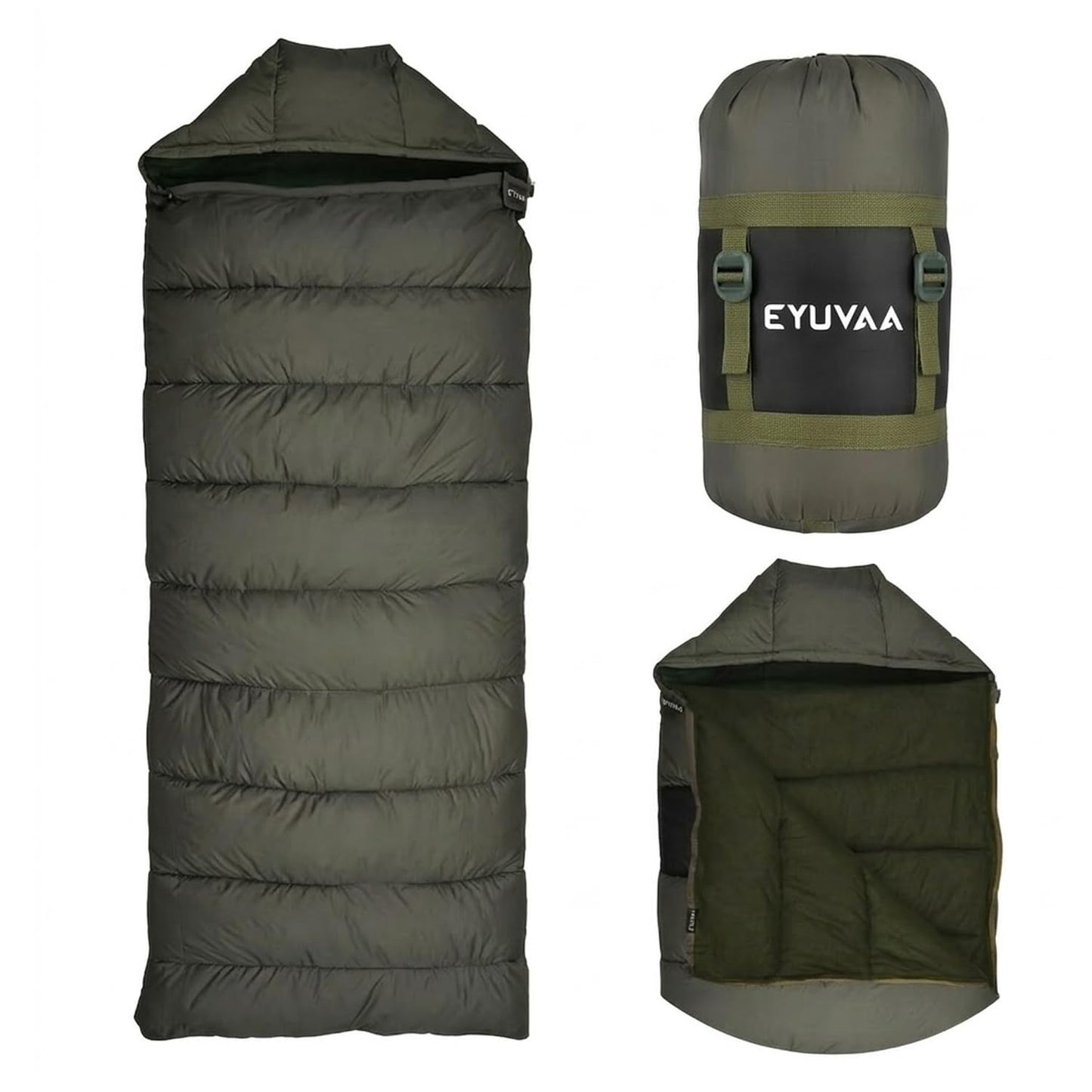 EYUVAA Camping Sleeping Bag for Adults| Lightweight Waterproof Bag with Hood for 0°C to +5°C| Portable & Compact Bed with Carry Bag for Travelling, Trekking & Hiking