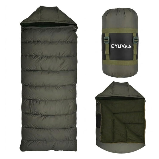 EYUVAA Camping Sleeping Bag for Adults| Lightweight Waterproof Bag with Hood for 0°C to +5°C| Portable & Compact Bed with Carry Bag for Travelling, Trekking & Hiking