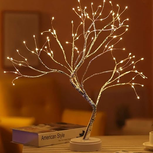 Rice Led Tree Lamp Tabletop Bonsai Tree Light Warm White Fairy Lights with Touch Switch