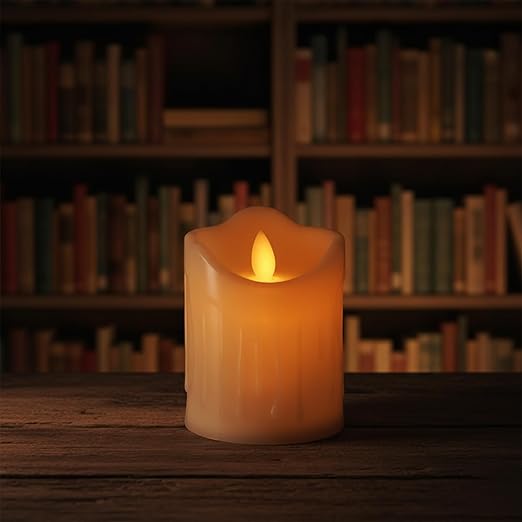 DECOVAA Dripping LED Pillar Candles| Smokeless Battery Operated Flickering Candle Lights| Flameless Tea Light, Decorative Candles for Home Decor, Diwali, Christmas & Festive Décor