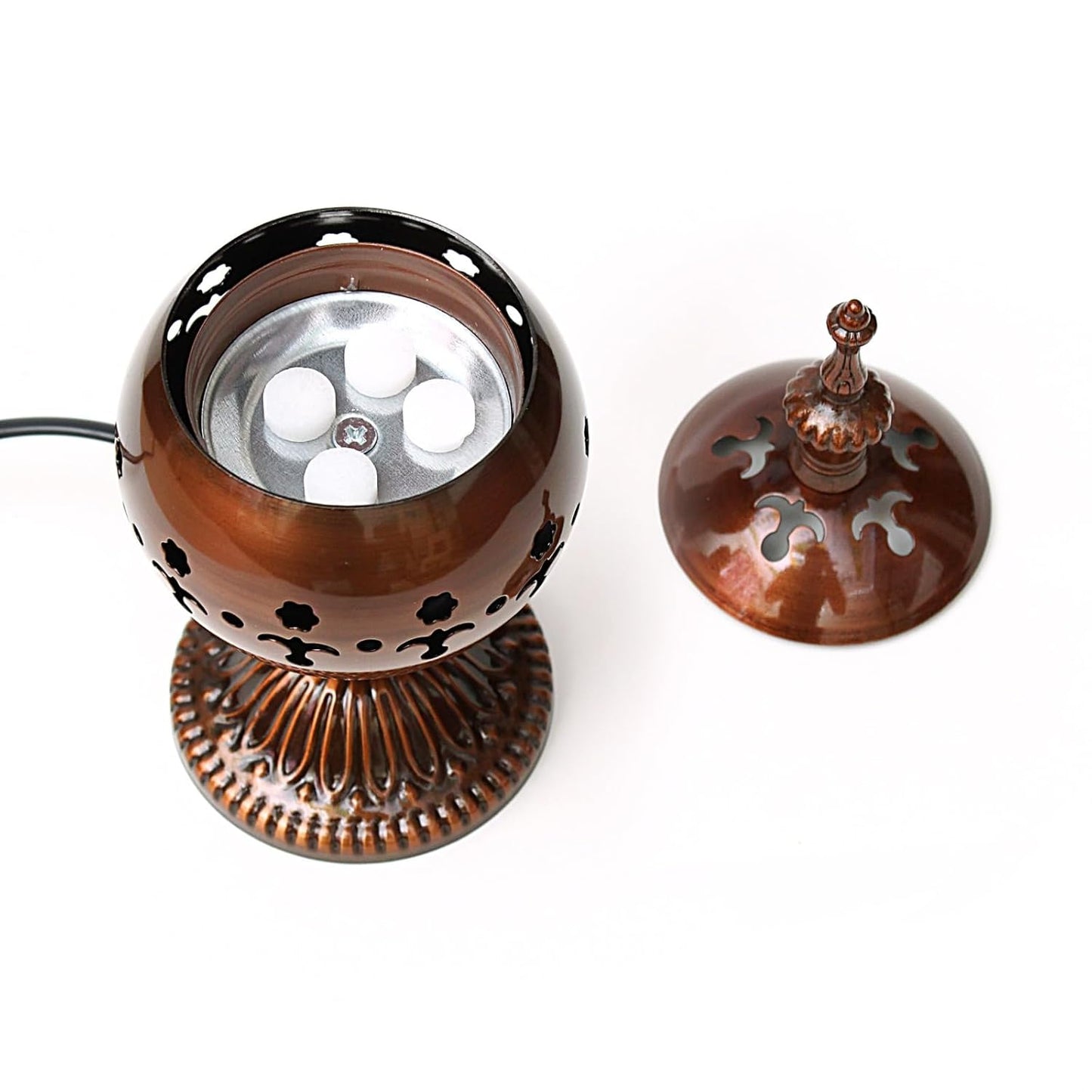 EYUVAA Brass Electrical Camphor Burner| Incense Burner| Kapoor Dani| Aroma Diffuser and Kapoor Burner with Night Lamp for Home, Office, Yoga, Meditation, Aromatherapy Décor