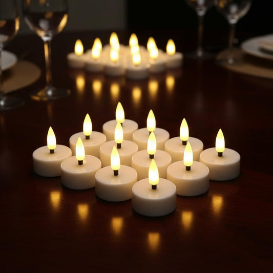 EYUVAA Premium LED Flameless Tea Light Candles, Battery Operated & Flameless Tealights, Smokeless Decorative Lights for Diwali, Wedding, Festive & Home Décor