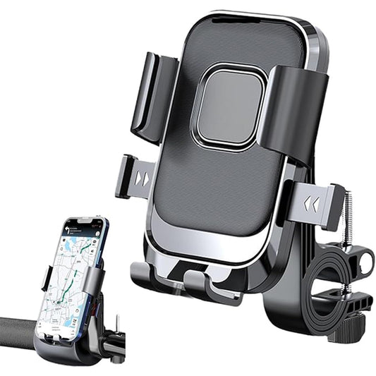 EYUVAA Universal Mobile Holder for Bikes with One Click Locking Phone Holder 360° Rotation Phone Mount Anti-Slip and Adjustable Angle for Motorcycles, Bicycles, E-Bikes, Scooters