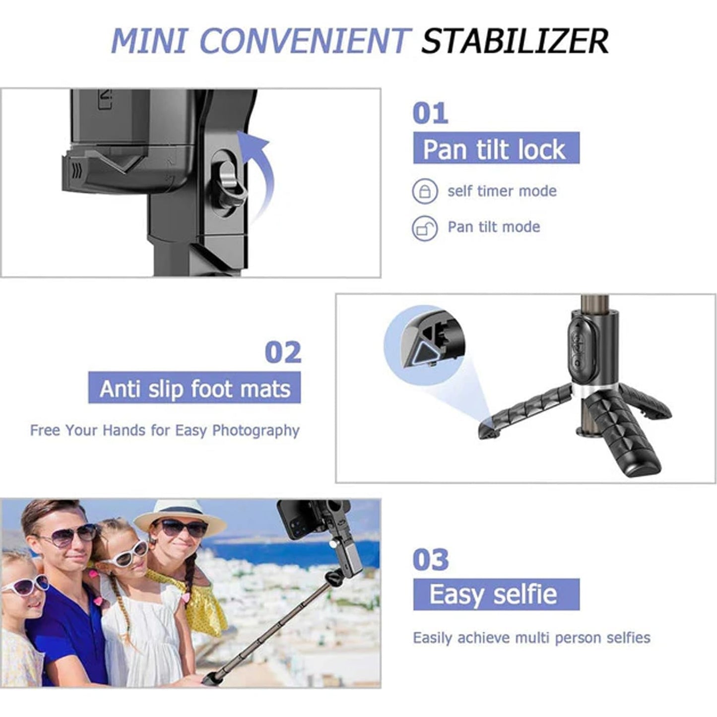 CHAMPKIA 360° Smart Shooting Gimbal with Face & Object Tracking,Auto-Rotation Tripod Stand, Rechargeable Battery & Glowing Lights, Ideal for Vlogging, Live Streaming & Video Calls