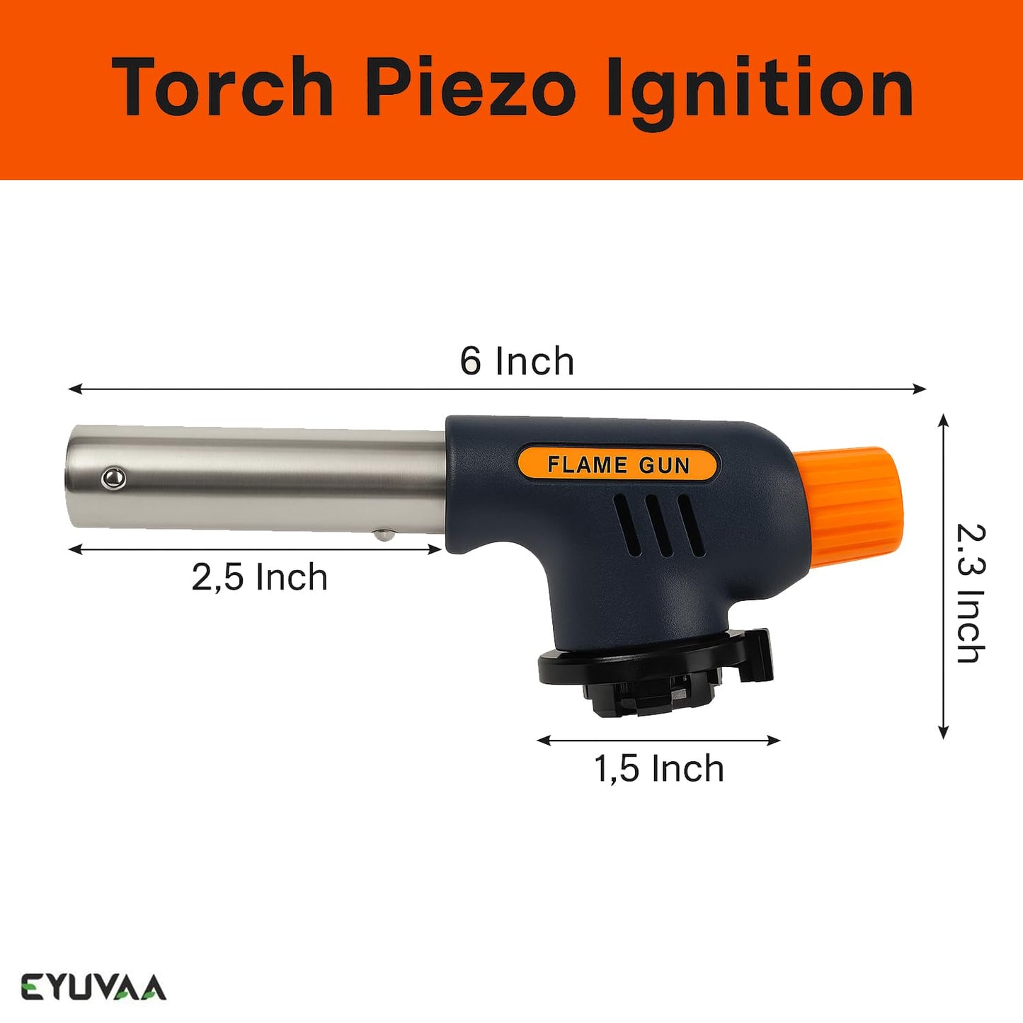 EYUVAA Auto Blow Torch with Butane Gas Canister| Adjustable High Flame, Windproof Auto Ignition Culinary Torch for Cooking, BBQ, Camping & Outdoor Use