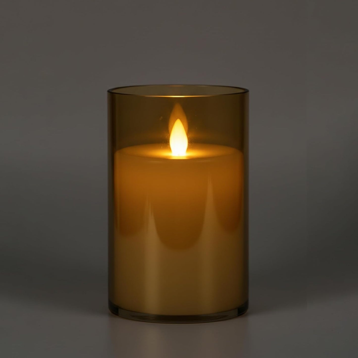 EYUVAA Flameless LED Pillar Candles, Battery Operated Acrylic Glass Candle, Realistic Flickering LED Flame Lights for Home Decor, Diwali, Wedding & Festivals(Golden)