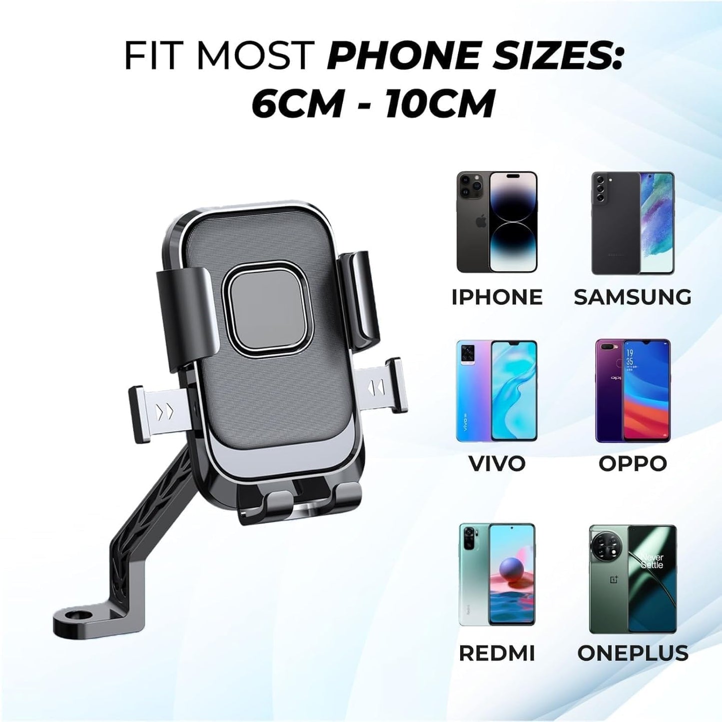 EYUVAA Universal Motorcycle Mobile Phone Holder | 360° Rotatable, Shockproof & Anti-Slip Handlebar Mount | One-Hand Quick Release for 4.7”-7” Smartphones Holder for Bikes & Scooters