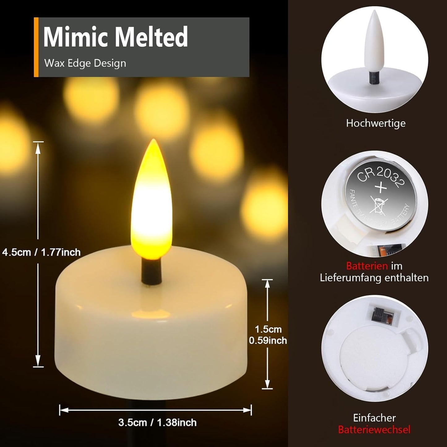 EYUVAA Premium LED Flameless Tea Light Candles, Battery Operated & Flameless Tealights, Smokeless Decorative Lights for Diwali, Wedding, Festive & Home Décor