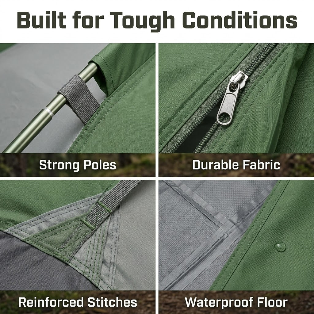 EYUVAA Foldable Camping Tent| Double-Layer Waterproof Outdoor Dome Tent with Carry Bag | Portable & Breathable Tent for Trekking, Hiking, Beach & Travel