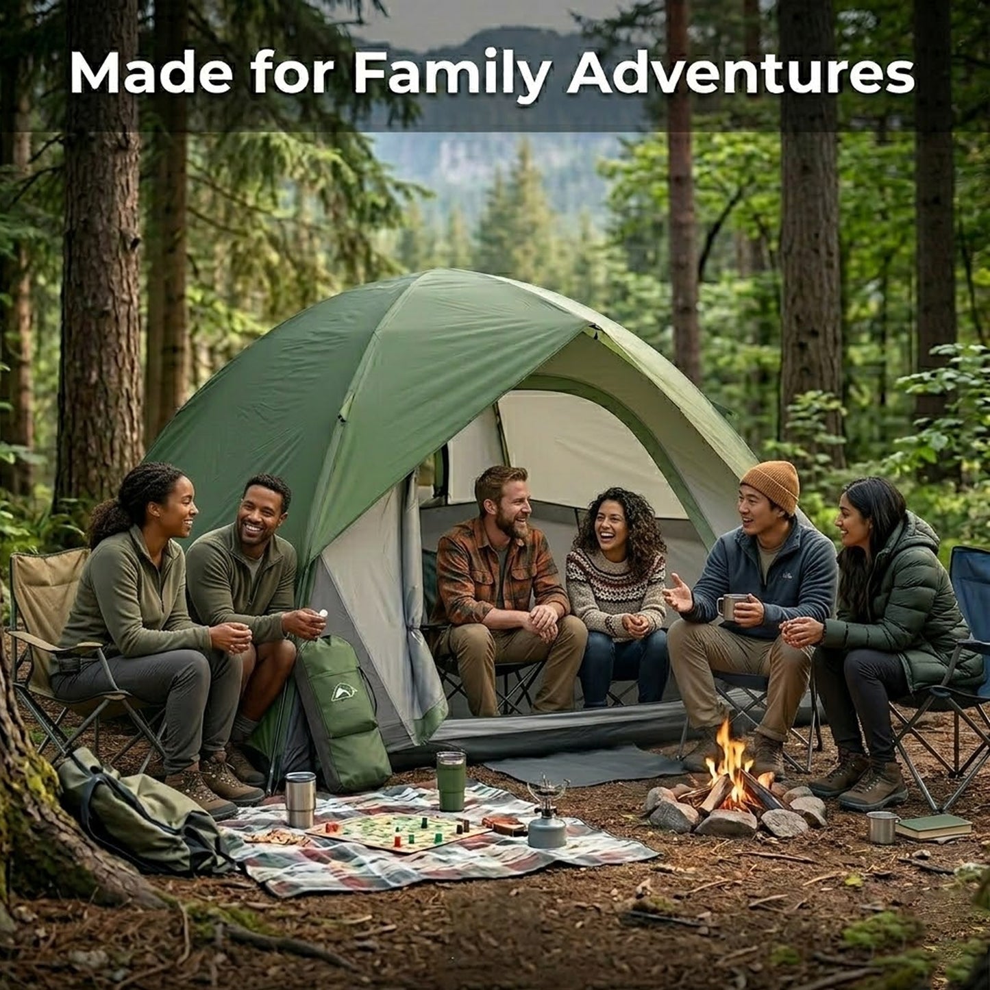 EYUVAA Foldable Camping Tent| Double-Layer Waterproof Outdoor Dome Tent with Carry Bag | Portable & Breathable Tent for Trekking, Hiking, Beach & Travel