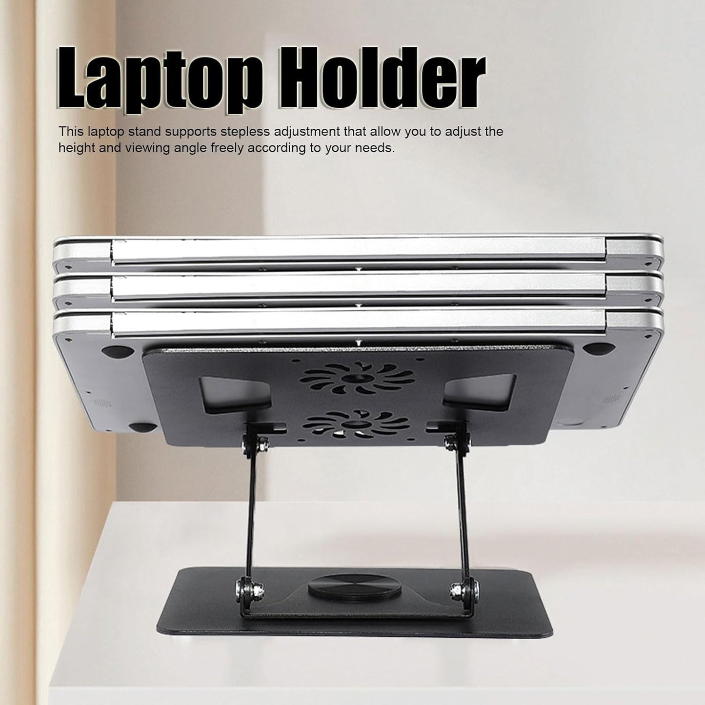 EYUVAA Adjustable Laptop Stand with 360° Rotating Base & Dual Fan Cooling Stand, Wide Compatibility 10-17 inches| Compatible for Tablet, Notebook and All Laptops