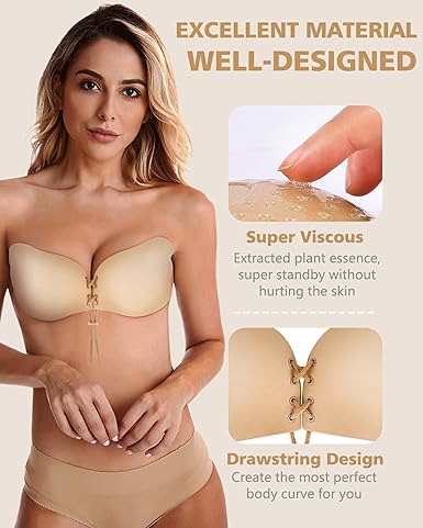 Invisible Push-up Design Bra Adhesive Silicone Gel Stick-On Bra For Women's & Girl's (Beige)