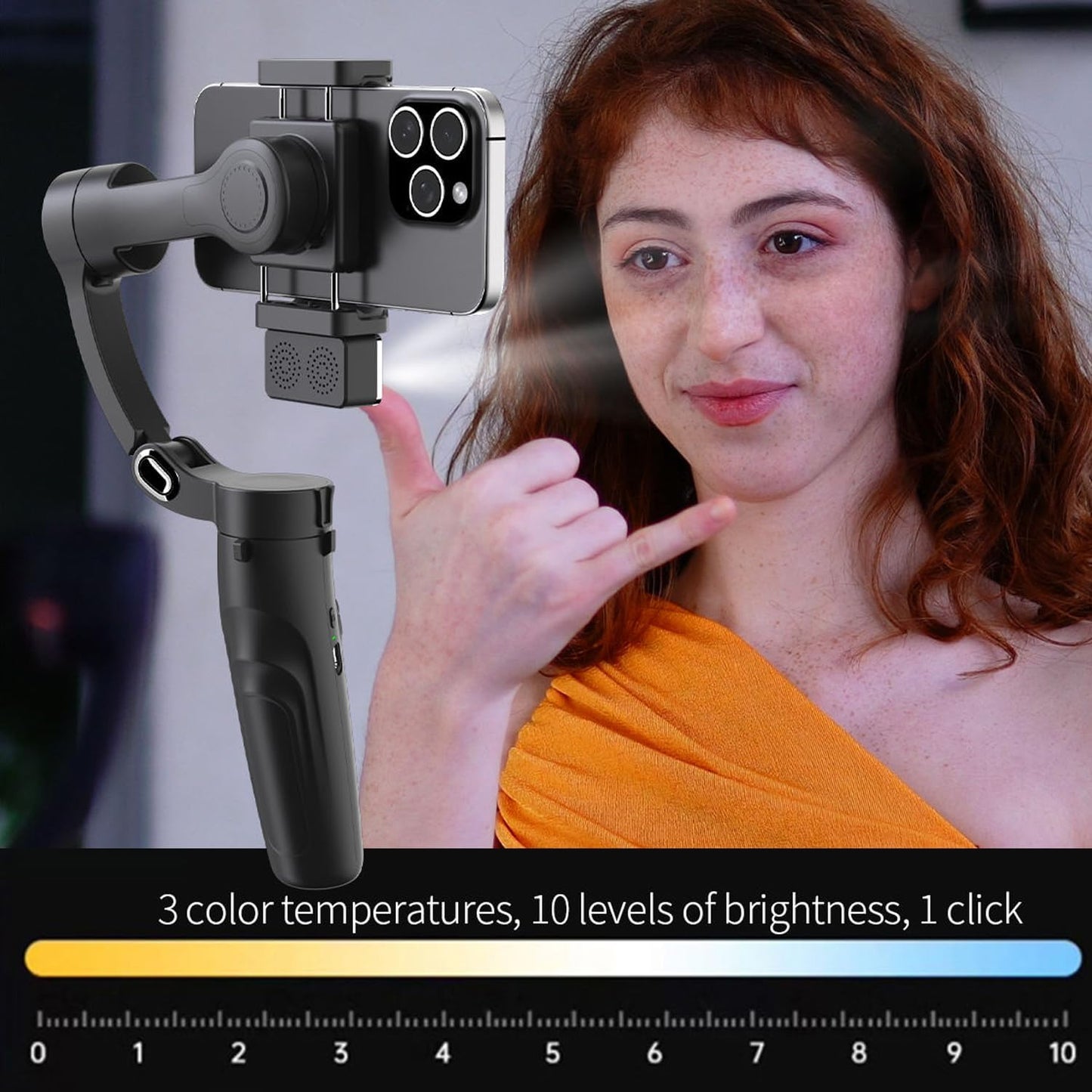 CHAMPKIA 360° Smart Shooting Gimbal with Face & Object Tracking,Auto-Rotation Tripod Stand, Rechargeable Battery & Glowing Lights, Ideal for Vlogging, Live Streaming & Video Calls