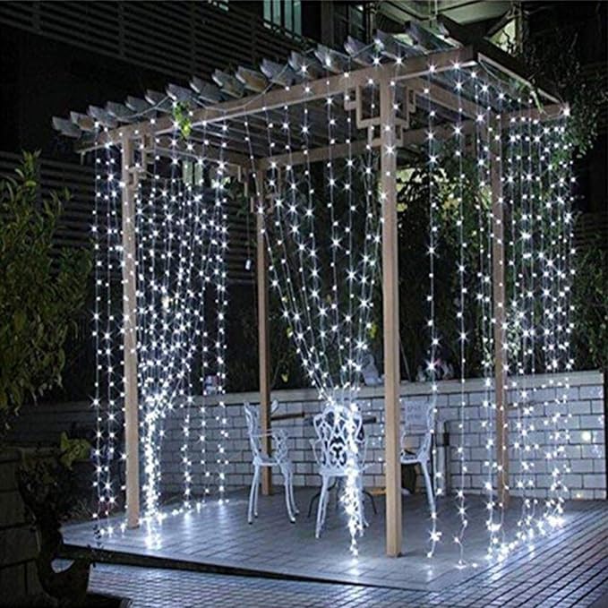 Curtain String Light 300 LED 10ftX10ft 30V 8 Modes Diwali Lights for Home Decoration (White)