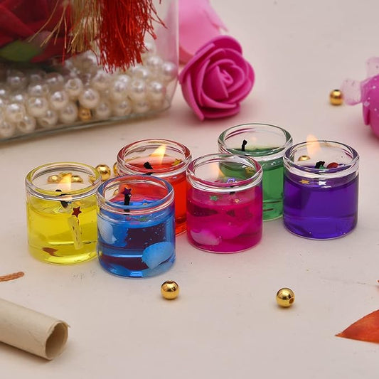 Cute Little Mini Gel Wax Glass Candles for Home Decoration Jelly Candles for Diwali (pack of 12)