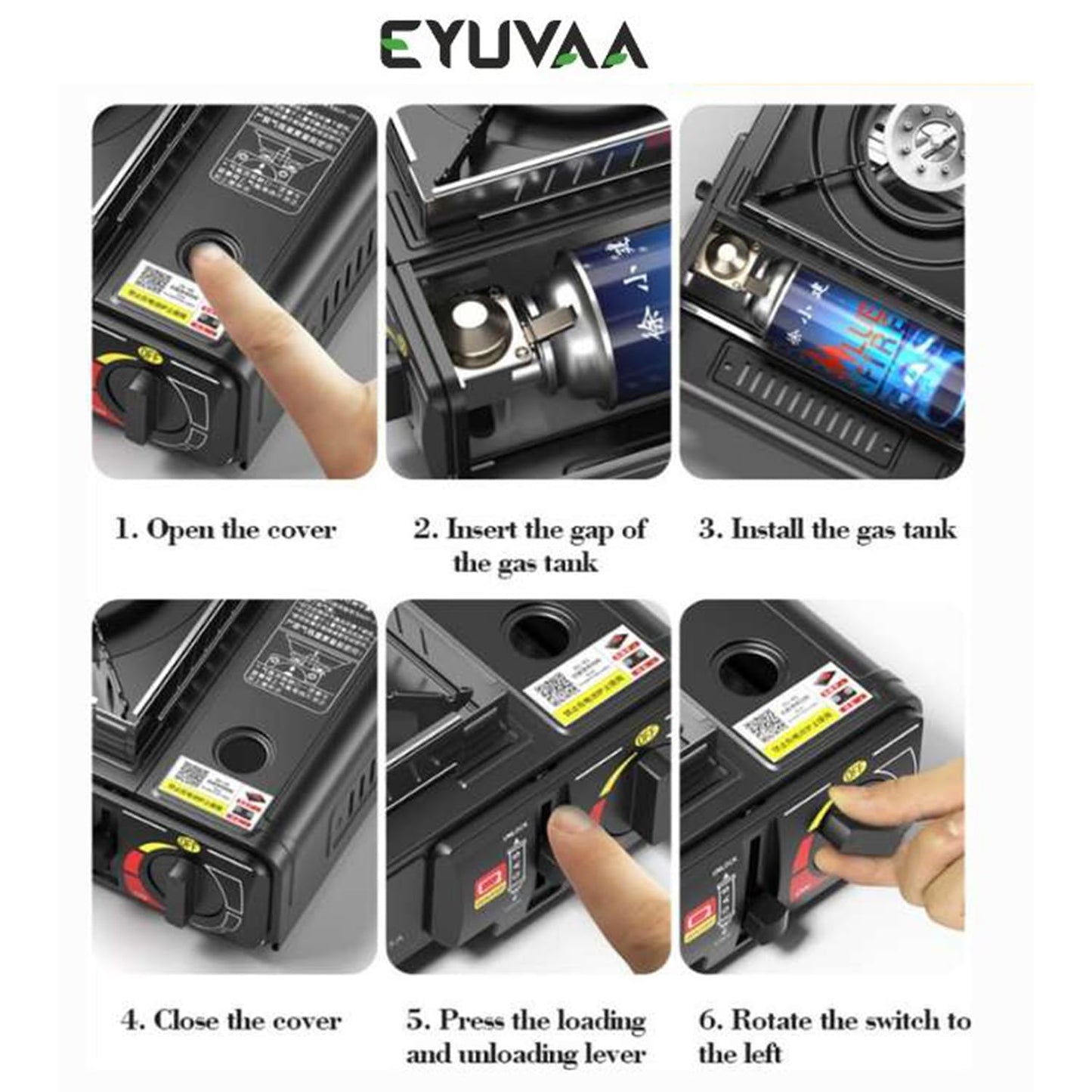 EYUVAA Portable Gas Stove for Travel with Carrying Case| Dual Fuel Camping Stove for LPG & Butane Cylinder| Compact Cooking Stove for Indoor, Outdoor Camping, Hiking & Emergency Use