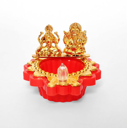 EYUVAA Laxmi Ganesh Water Sensor Diya, Flameless & Smokeless Decorative LED Candle, Diwali Diyas, Water-Activated Flameless LED Diya for Pooja, Temple and Home Décor
