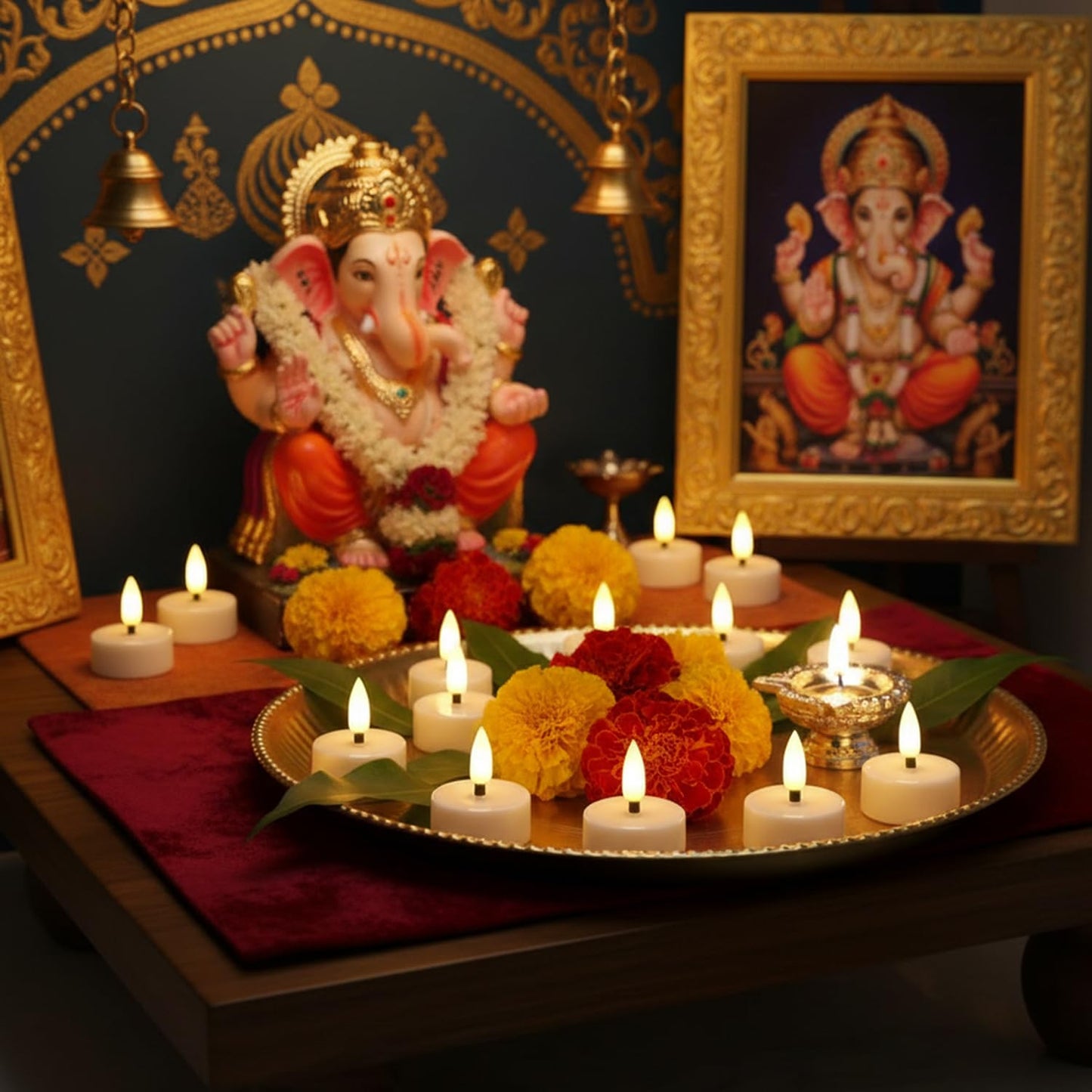 EYUVAA Premium LED Flameless Tea Light Candles, Battery Operated & Flameless Tealights, Smokeless Decorative Lights for Diwali, Wedding, Festive & Home Décor