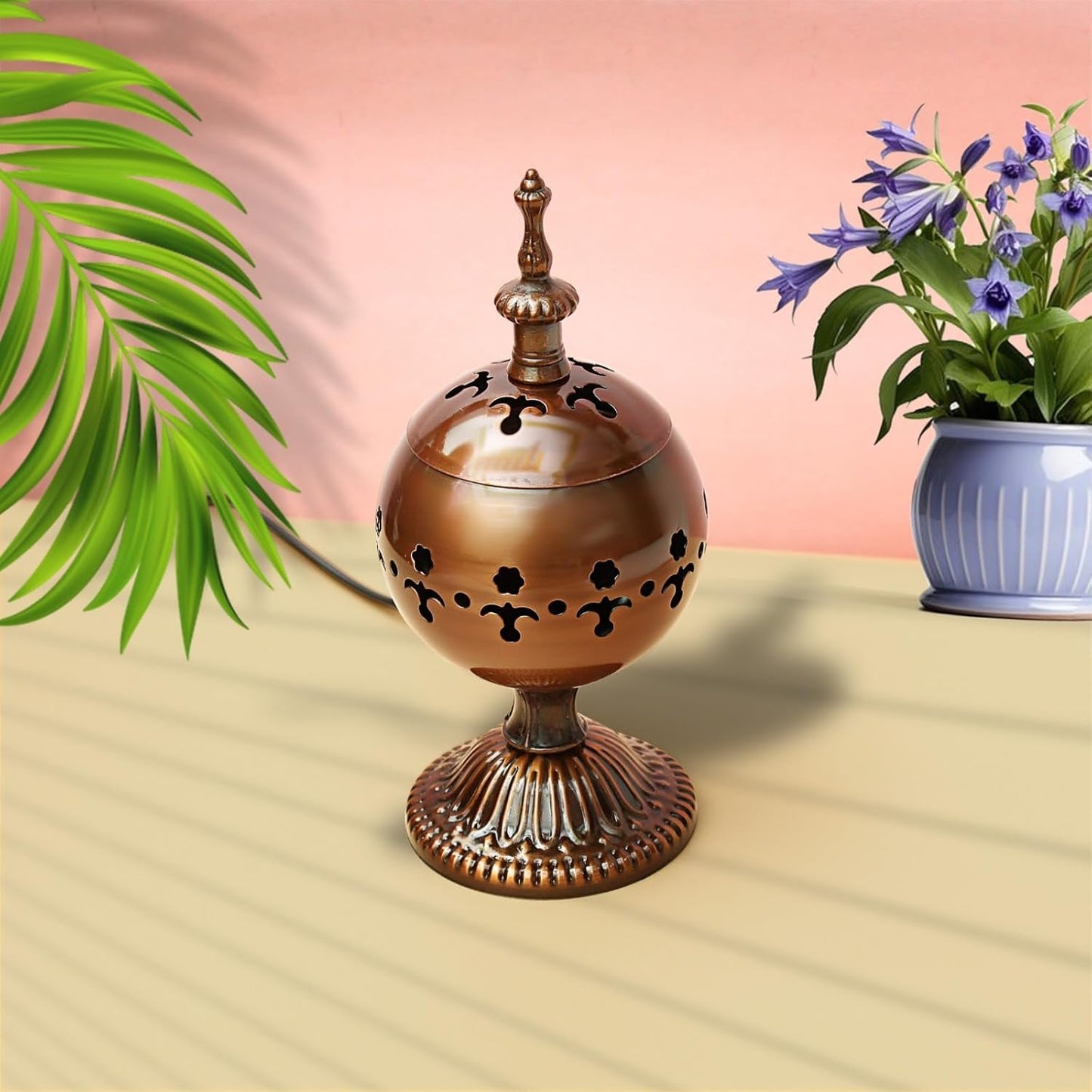 EYUVAA Brass Electrical Camphor Burner| Incense Burner| Kapoor Dani| Aroma Diffuser and Kapoor Burner with Night Lamp for Home, Office, Yoga, Meditation, Aromatherapy Décor