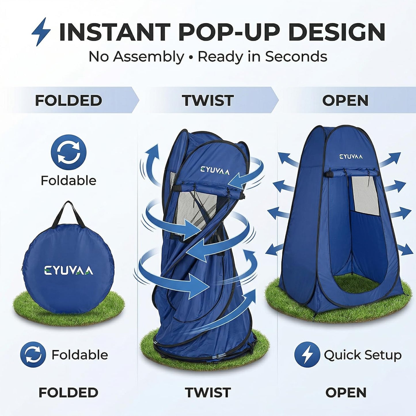 EYUVAA Pop Up Privacy Tent for Changing Clothes, Portable Dressing Room for Women, Foldable Camping Shower and Outdoor Changing Room, Polyester Silver Coated Toilet Tent with Carry Bag