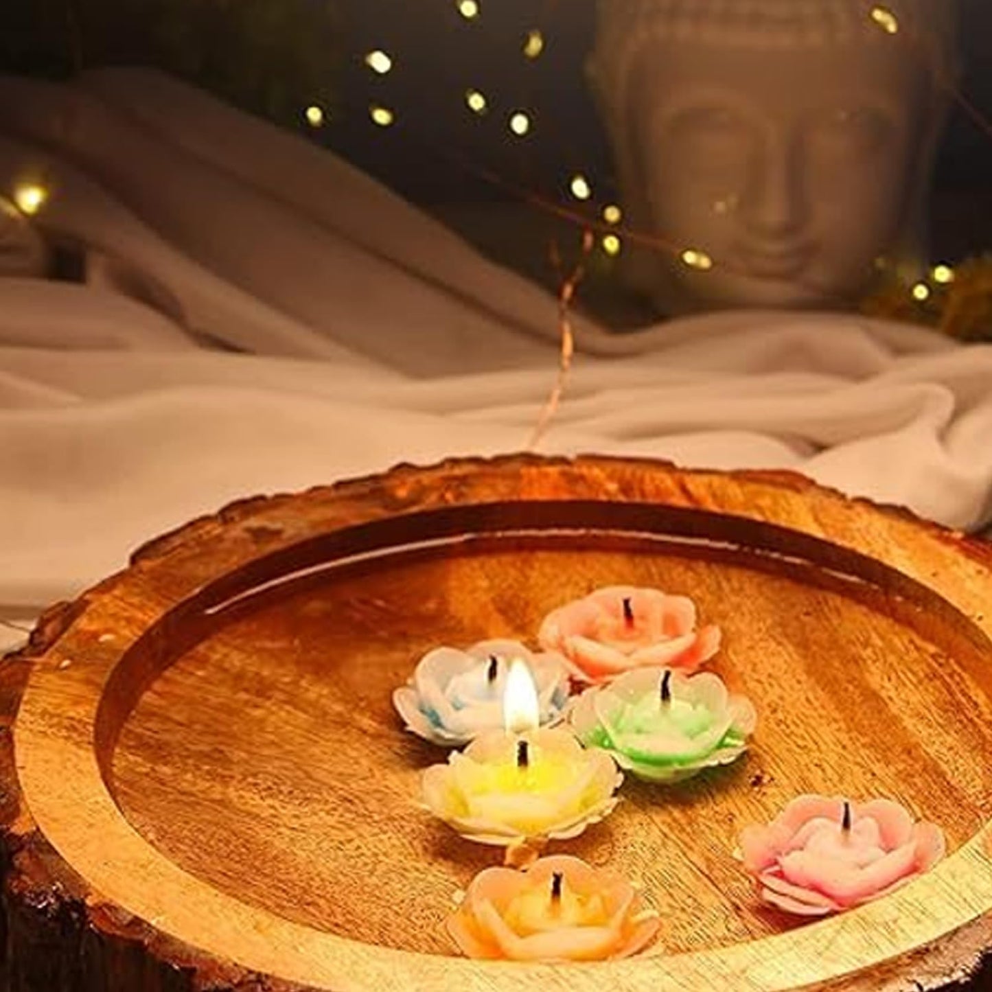 EYUVAA Paraffin Wax Flower Shape Floating Candles, Decorative Floating Wax Candles, Smokeless Rose Tealight Candles for Diwali, Home Decoration, Weddings and Festival