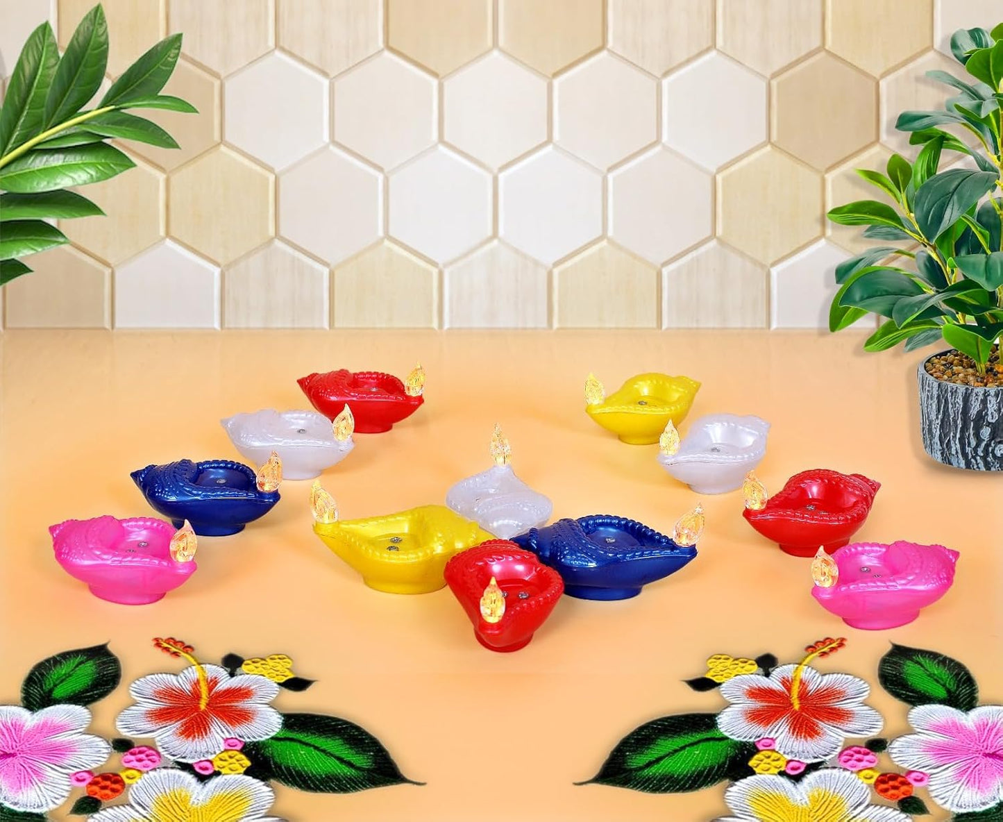 EYUVAA Shankh Water Sensor Diya, Flameless & Smokeless LED Candle, Eco Friendly Decorative Diyas Light, Battery Operated LED Diya for Diwali, Festivals, Office & Home Decoration