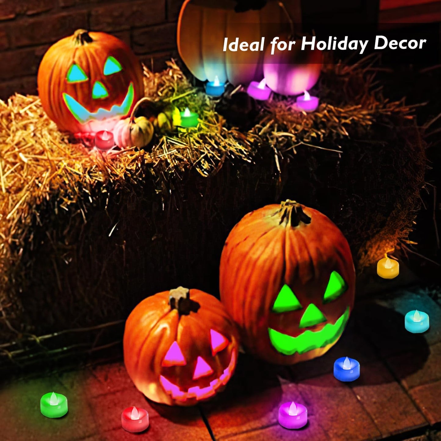 EYUVAA Flickering Effect Flameless Candles, Battery Operated Tealight Smokeless Decorative Candles for Home, Diwali and Wedding Decoration