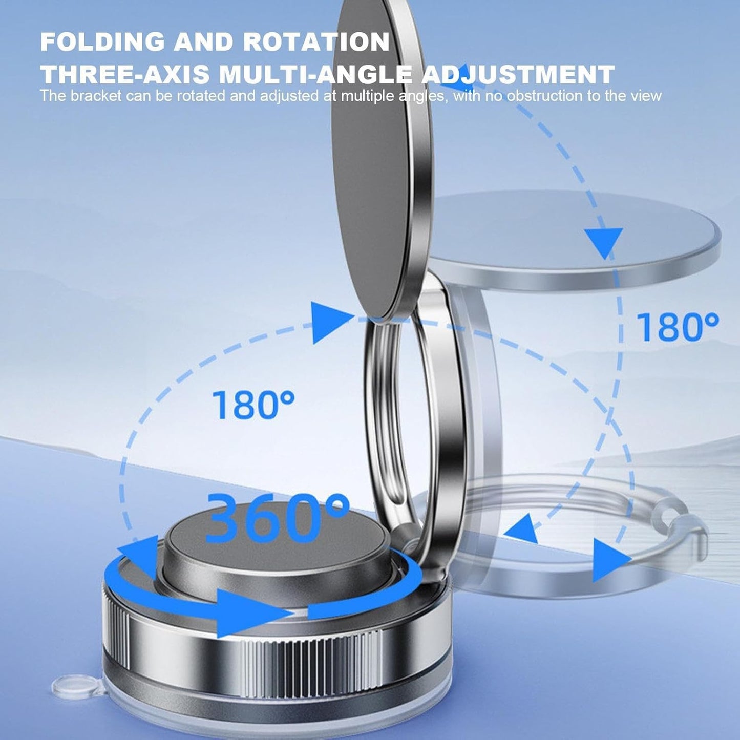 EYUVAA 360° Vacuum Suction Magnetic Phone Holder for Car| Foldable Metal Mobile Holder Car Mount for Dashboard, Windshield, Mirror| Compatible with All Smartphones